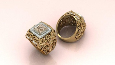 hombre anillo hombres joyería joya oro imprimible diamante Moda belleza impresión princesa brillante anillos 3d print model - Mito3D