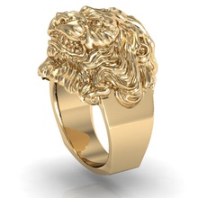 hombre anillo león cabeza 3d impresión modelo in anillos 3dexport joyería enojado clásico antiguo imprimible hombres exclusivo antik oro joya 3d print model - Mito3D