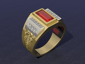 man ring 3d jewelry jewellry printable model gold silver gem diamond 3d print model - Mito3D