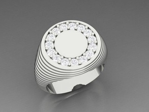 man shape pave diamonds ring silver gold fiamonds uniq gems unique 3d print model - Mito3D