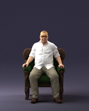 old man sitting 0269 3d print ready model in 3dexport scan polygon 3dprint human male realistic posed character people miniatures woman child style success fashion beauty 3d print model - Mito3D