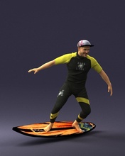 man surfer 0291 3d print ready model in 3dexport scan polygon 3dprint human male realistic posed character people miniatures woman child style sport sportsman skateboard 3d print model - Mito3D