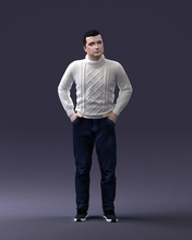 man in sweater 1121-12 3d print ready model 3dexport scan polygon 3dprint human male realistic posed character people miniatures woman child style success fashion beauty 3d print model - Mito3D