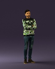 man sweater skull camo 0692 3d print ready scan model polygon 3dprint human male realistic posed character people miniatures woman child style success fashion beauty 3d print model - Mito3D
