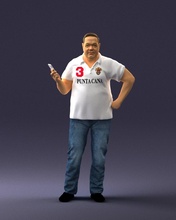 man t-shirt phone 0464 3d print ready scan model polygon 3dprint human male realistic posed character people miniatures woman child style success fashion beauty 3d print model - Mito3D