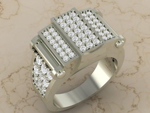 homem único pavimentar anel diamante prata ouro 3d print model - Mito3D