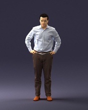man white shirt 0005 3d print ready scan model polygon 3dprint human male realistic posed character people miniatures woman child style success fashion beauty 3d print model - Mito3D