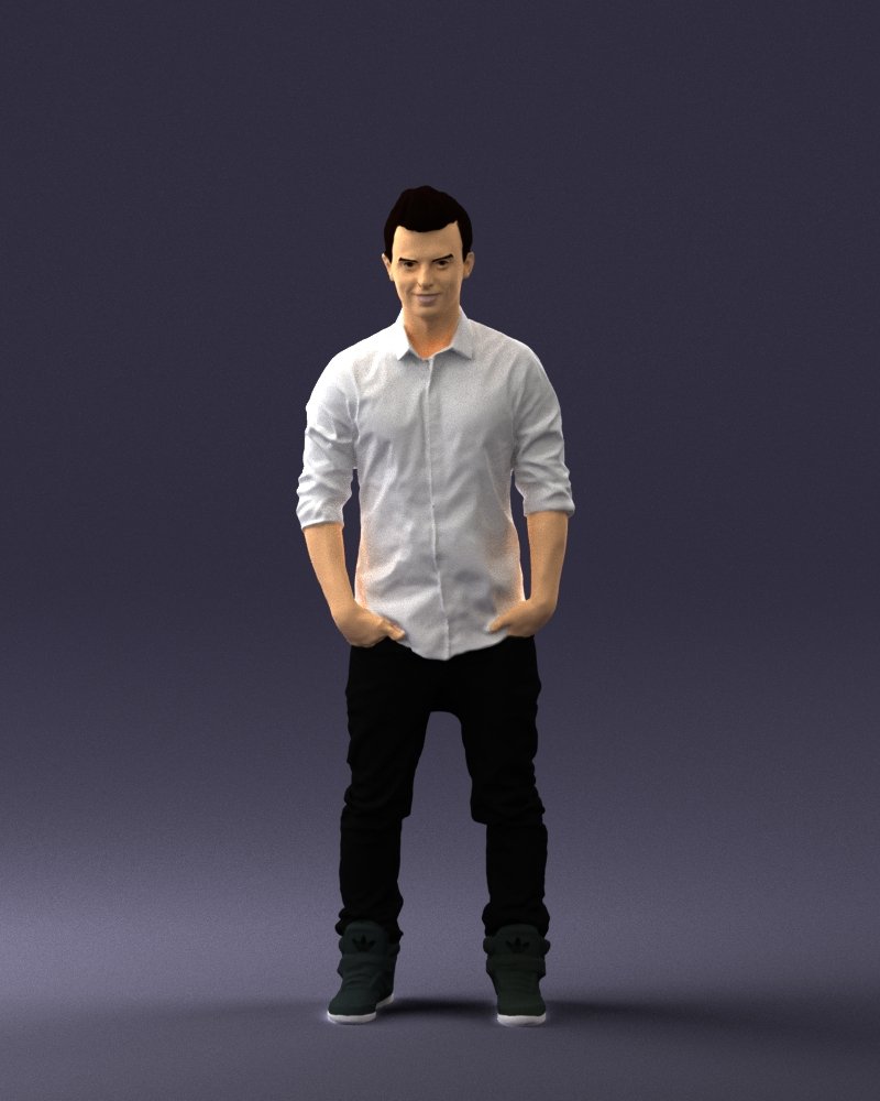 man in white shirt 0345 3d print ready model 3dexport scan polygon 3dprint human male realistic posed character people miniatures woman child style success fashion beauty 3D print model - Mito3D