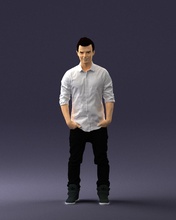 man in white shirt 0345 3d print ready model 3dexport scan polygon 3dprint human male realistic posed character people miniatures woman child style success fashion beauty 3d print model - Mito3D