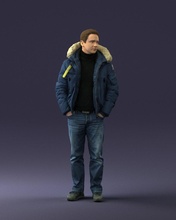 man winter jacket 0084 3d print ready scan model polygon 3dprint human male realistic posed character people miniatures woman child style success fashion beauty 3d print model - Mito3D