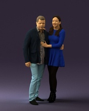 man woman blue dress 0596 3d print ready scan model polygon 3dprint human male realistic posed character people miniatures child love relationship couple romance 3d print model - Mito3D
