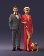 man woman dog 0144 3d print ready scan model polygon 3dprint human male realistic posed character people miniatures child love relationship couple romance 3d print model - Mito3D