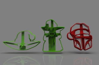 mandalorian cookie cutter xmas collection 3d print model in hand tools 3dexport starwars holiday christmas cookiecutter cookie-cutter yoda-baby yoda yoda-starwars yodababy pastry diy 3dprint 3dprinting 3dprintable 3dprinter 3dprinted 3d print model - Mito3D