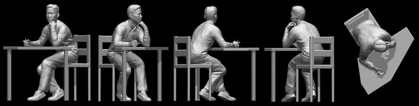 man 3d print model in figurines 3dexport people sitting sculpt sculpture posing toys letter writing human 3d print model - Mito3D