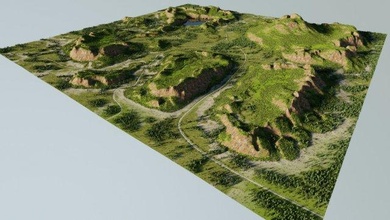 map002 lowland blender 3d environments mountains hills plateau nature maps vegetation 3d print model - Mito3D