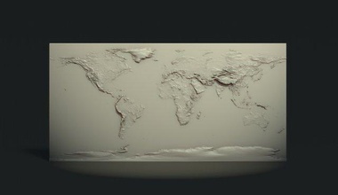 dünya harita bas rahatlama 3d yazdır model in mimari 3dexport world map küre cnc relief carving carved 3d print model - Mito3D