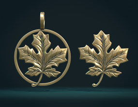 maple leaf ii foliage tree pendant jewelry canada 3d print model - Mito3D
