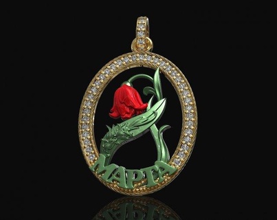 mapta rose pendant pendants 3d printable stl jewelry gold silver platinum sterling gemstones fashion brilliant women jewel flower love valentine 3d print model - Mito3D