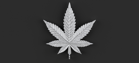 marihuana anhänger 3d drucken modell 3dexport blatt natur pflanze baum laub busch flora miniaturen grün blätter hanf cannabis gras hash kunst zeichen logos halskette 3d print model - Mito3D