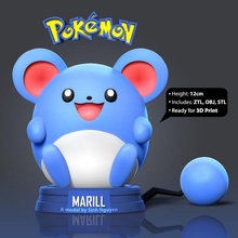 marill - pokemon fanart pikachu mouse 3dprint 3dprinting statue figure nintendo 3d print model - Mito3D