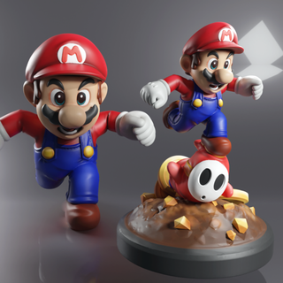 Mario colpire timido tipo super fan arte figura scultura luigi carina art 3dprinting 3dprint statua 3d print model - Mito3D