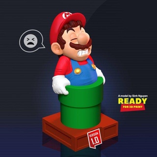 Mario incollato tubo mostri creature nintendo 3d print model - Mito3D