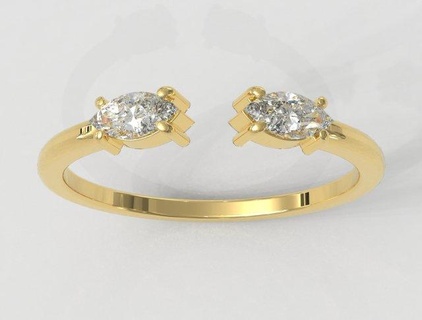 marchesa Aperto squillare anelli oro gold ring gioielleria jewelry rings paulorani moda moderno argento marquise gemstone gemsonte opened modern fashion diamond 3d print model - Mito3D