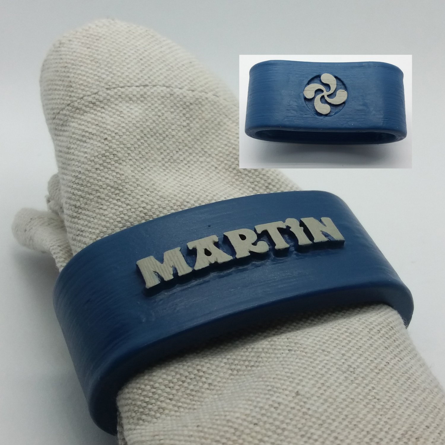 martin 3d napkin ring lauburu print model in 3dexport personalized names customizable 3D print model - Mito3D