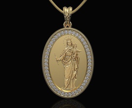 mary baby pendant 3d print model in pendants 3dexport printable gold silver platinum brilliant mother jesus christ religion religious virgin women medallion icon jewellry 3d print model - Mito3D