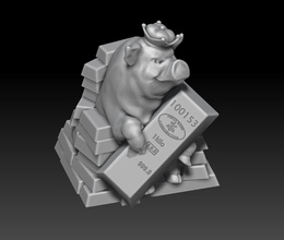 mascote 2019 rico porco ouro animais dinheiro ano felizes riqueza o rei 3d print model - Mito3D