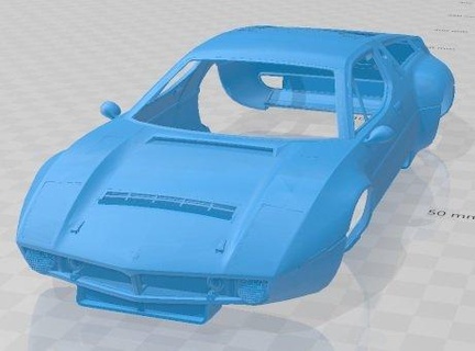 maserati bora competizione 1973 printable body car 3d print model in automotive 3dexport slot scalextric tamiya rc miniz hobby micro 3d print model - Mito3D