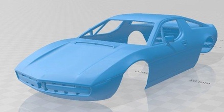 maserati merak 1972 printable body car 3d print model in automotive 3dexport slot scalextric tamiya rc miniz hobby micro 3d print model - Mito3D