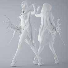 masque guerrier 3d impression modèle in femme 3dexport femelle fille manteau arc armure marchant fantaisie jeu archer sexy nu séduction 3d print model - Mito3D