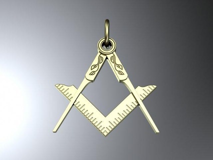 masonic pendant pendants compass gold printable jewelry 3d print model - Mito3D