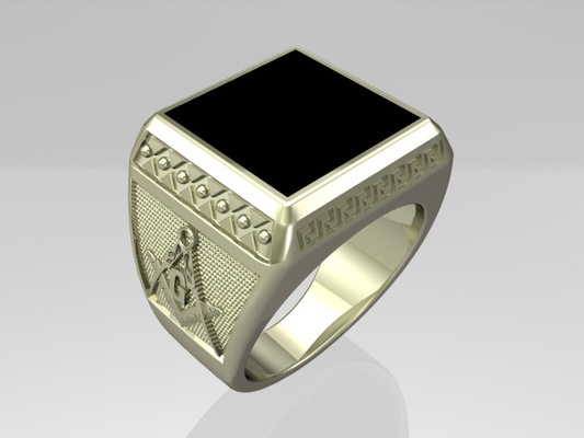 masónico anillo 3d impresión modelo in anillos 3dexport hombre hombres sello cuadrado brújula textura 3d print model - Mito3D