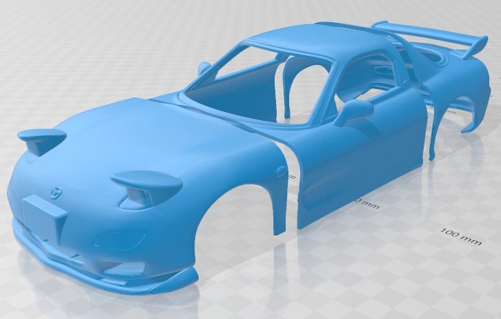 mazda rx7 1999 imprimible cuerpo coche vehiculo 3d impresión modelo in automotor 3dexport espacio scalextric tamiya rc miniz pasatiempo micro 3D print model - Mito3D