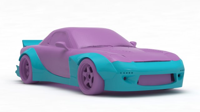 mazda rx7 razzo coniglietto stampa kit 3d modello in settore automobilistico 3dexport macchina giappone coupé rx wankel rotante rocketbunny ruote calde fai 3dprint parti corpo passatempo 3D print model - Mito3D