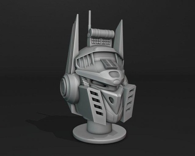 mecha head sci-fi bust stand cyber mechanical metal tech robot figure mask helmet cosplay transformers miniature android droid decoration 3d print model - Mito3D