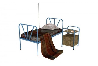 médico cama habitación hospital retro 3d print model - Mito3D