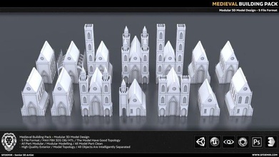 medievale edificio pacco architettura architettonico 3dmodel gioco risorsa irreale unità lowpoly 3d print model - Mito3D