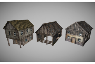 medieval buildings pack 3d model in 3dexport poly building house collection rpg game fps castle village wood tower street tree hill lotr sword knight 3d print model - Mito3D