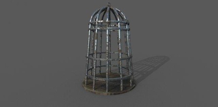 medieval cage 3d model in unmanned 3dexport execution inquisition jail horror prisoner metal birdcage gallows rusty torture death fantasy old hangman noose pbr exterior historic 3d print model - Mito3D