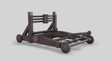 medievale catapulta realistico guerra combattimento lancio macchina arma militare esercito struttura assedio battaglia storia antico distanza legna torsione 3d print model - Mito3D