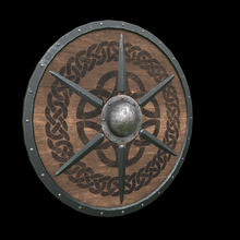 medieval céltico escudo 3d modelo in 3dexport pbr guerra cavaleiro antigo antiguidade warrier northman viking corpo militares couro aço metal ferro feito mão madeira 3d print model - Mito3D
