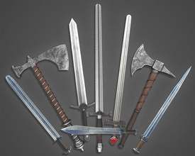 medieval 3d model in sci-fi 3dexport sword axe 3d print model - Mito3D