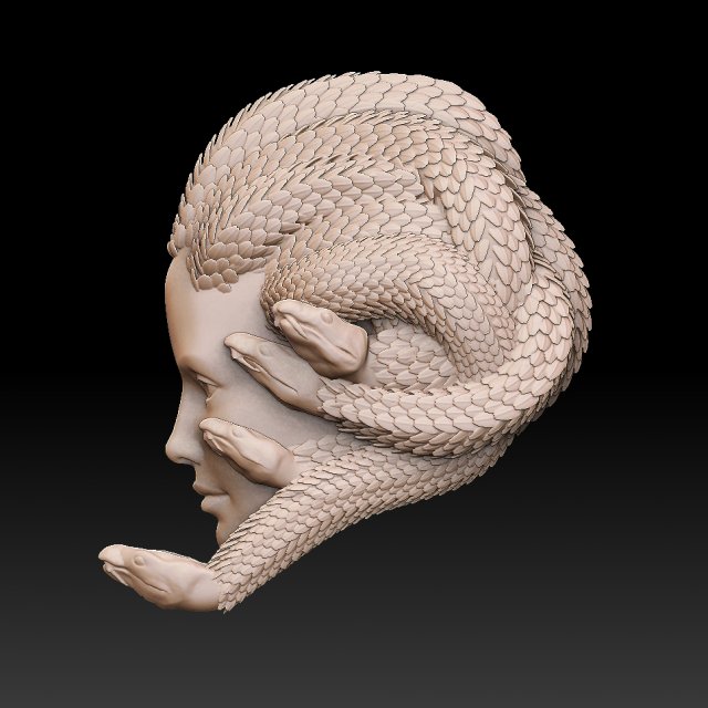 medusa gorgon 3d print model in 3dexport meduza gorgona snakes head pedant relief barelief 3D print model - Mito3D