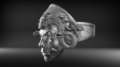 méduse gorgona 3d impression modèle in anneaux 3dexport grec mythes 3d print model - Mito3D