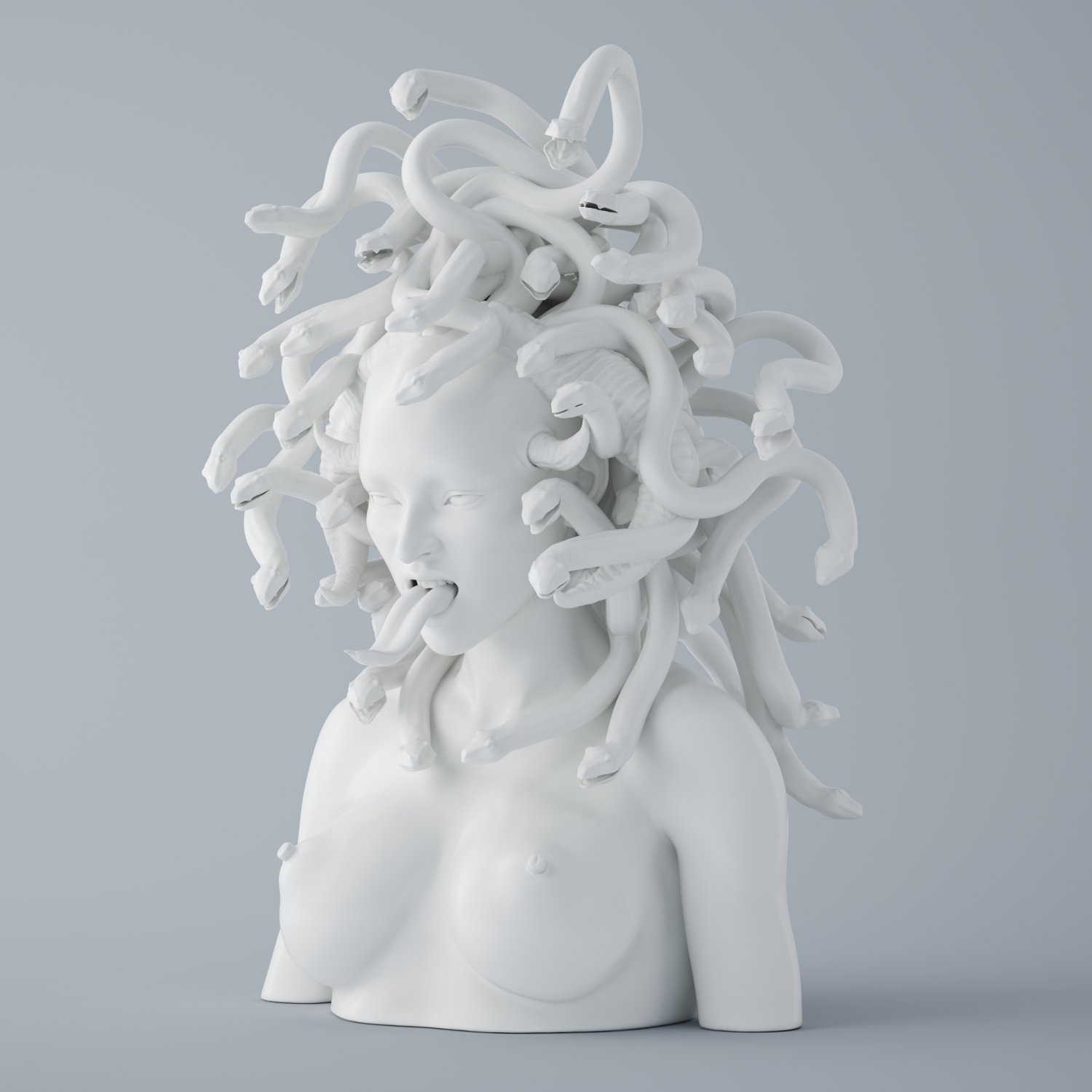 medusa testa ritratto 3d stampa modello in figurine 3dexport avatar scultura dio dea sexy male cartone animato fallimento serpente acconciatura perfetto mito donna femmina ragazza 3D print model - Mito3D