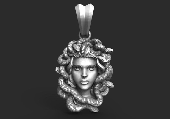 medusa pendant 3d print model in pendants 3dexport jewelry mythology jewel snakes woman 3d print model - Mito3D