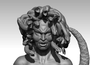 meduse 3d drucken modell monster kreaturen 3dexport gorgon weiblich fantasie griechisch mythologie 3d print model - Mito3D